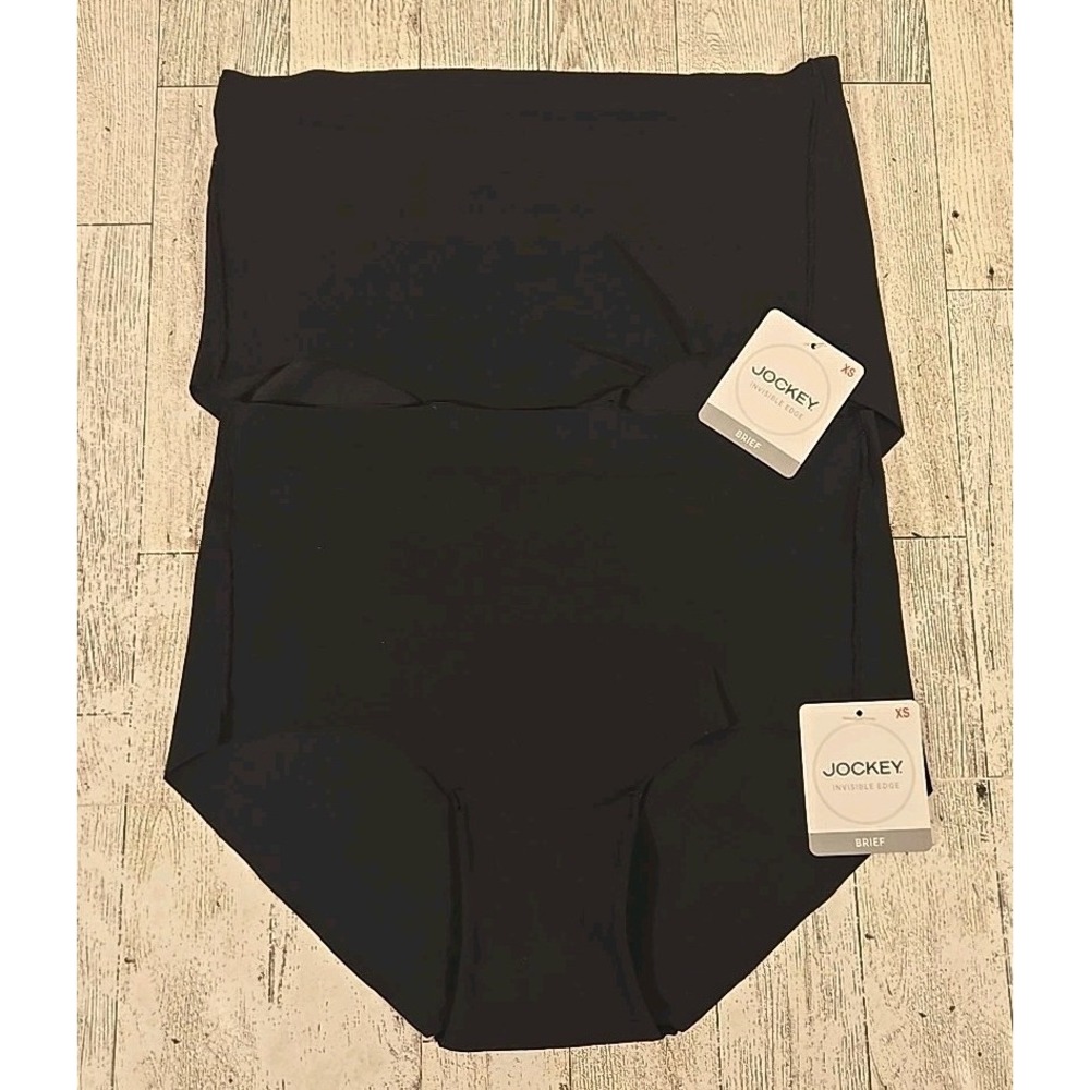 Jockey BRIEF XS Black Invisible Edge Microfiber Stretch Lot of 2